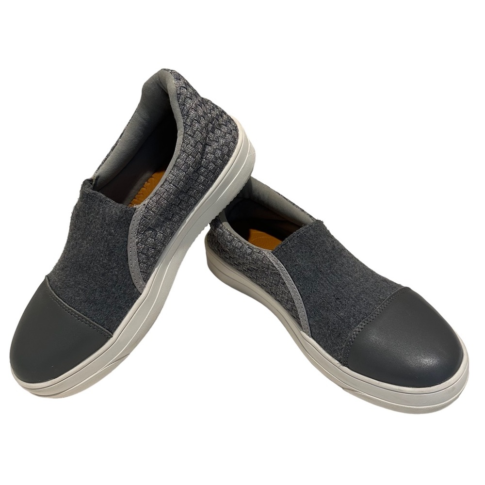 Bernie Mev Fabric and Leather Gray Slip-on Sneaker Sz 39/8-8.5 US